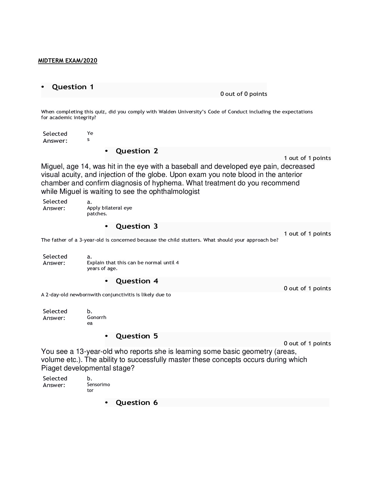 Preview image of NURS 6541-Midterm Exam 2020 document